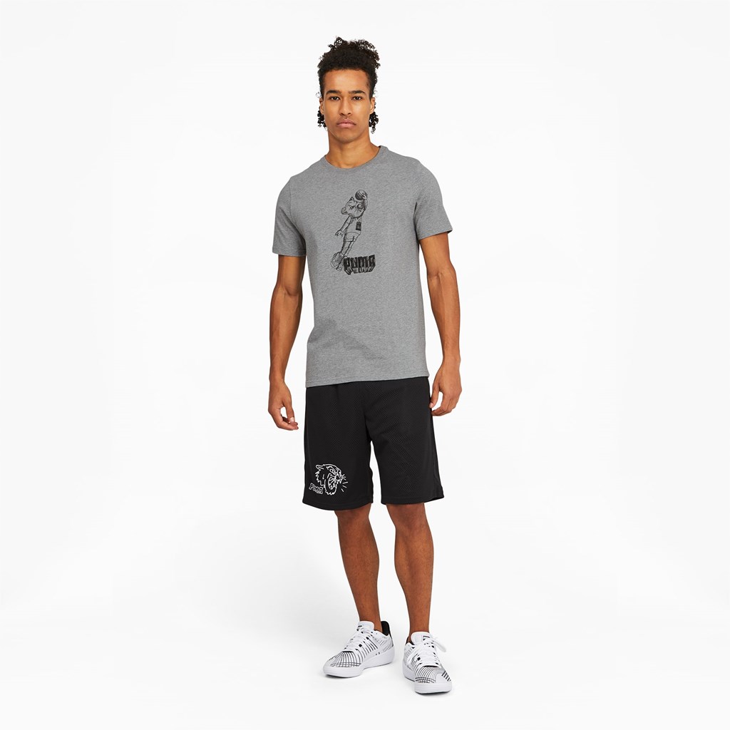 Pánské Běžecké Tričko Puma Dylan Krátké Sleeve Basketball Medium Gray Heather | 843YQHFJC