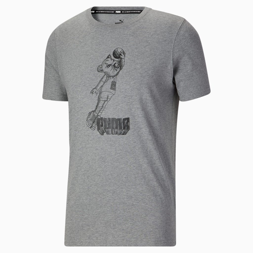 Pánské Běžecké Tričko Puma Dylan Krátké Sleeve Basketball Medium Gray Heather | 843YQHFJC