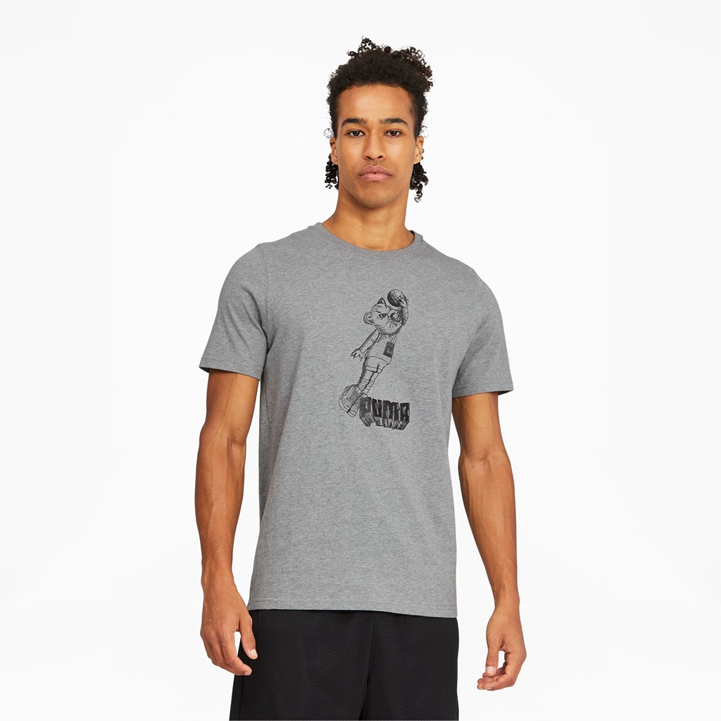 Pánské Běžecké Tričko Puma Dylan Krátké Sleeve Basketball Medium Gray Heather | 843YQHFJC