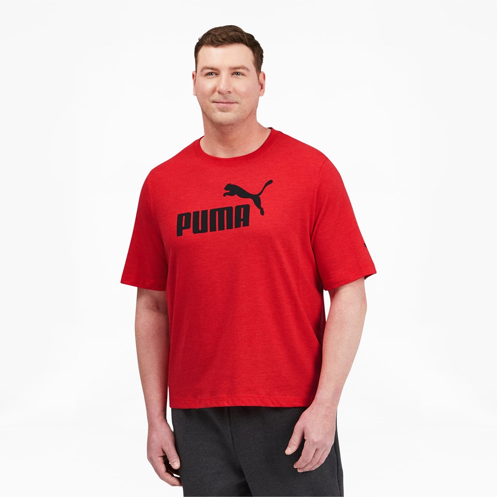 Pánské Běžecké Tričko Puma Essentials Heathe BT Červené | 670ARWPHJ