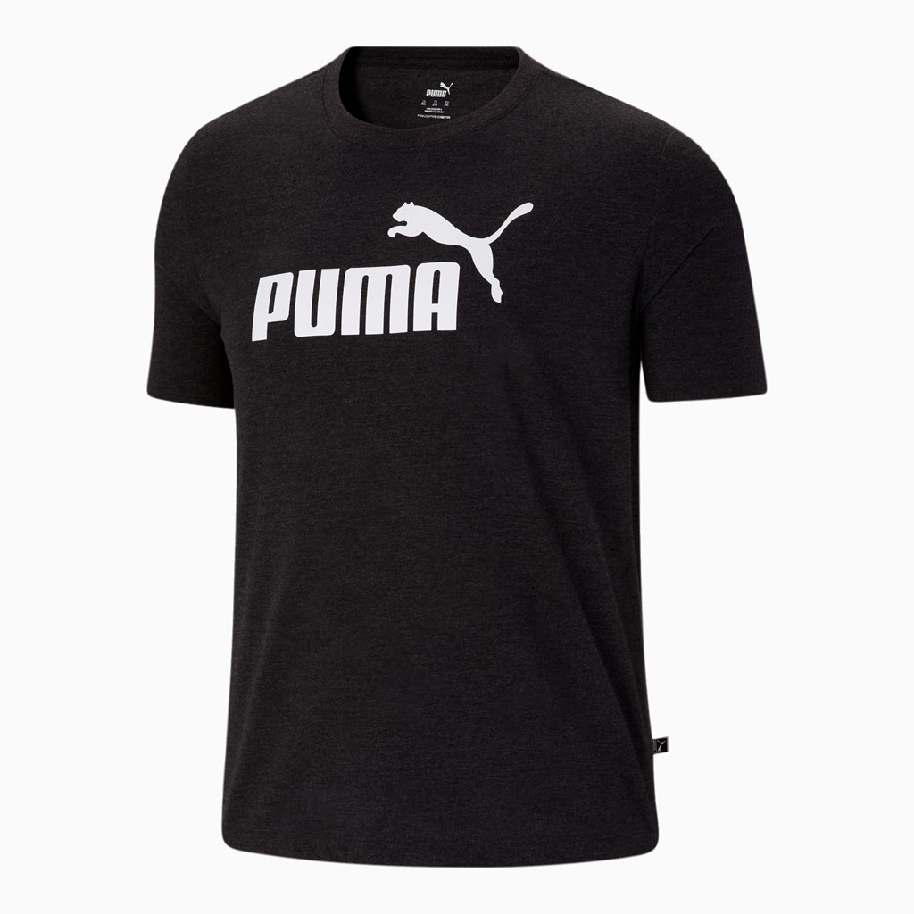 Pánské Běžecké Tričko Puma Essentials Heathe BT Černé | 768QGPMKT