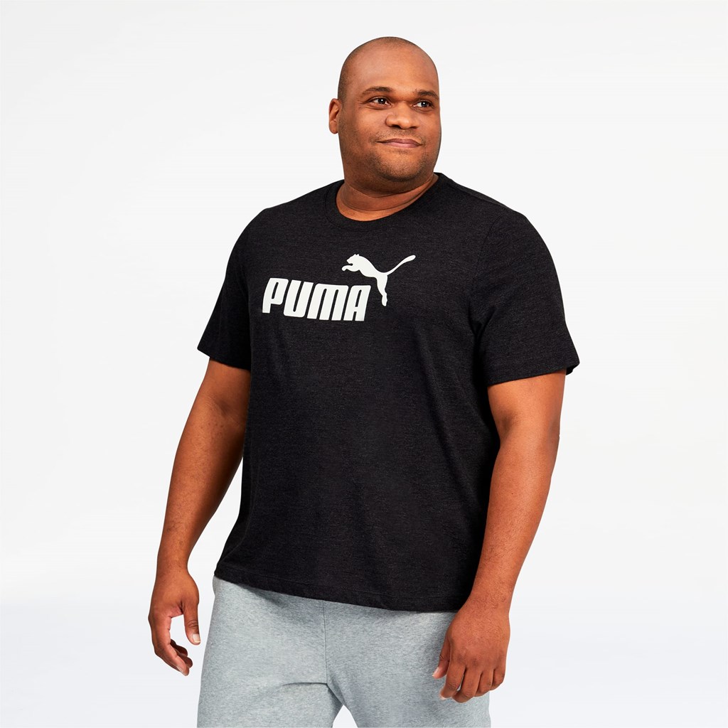 Pánské Běžecké Tričko Puma Essentials Heathe BT Černé | 768QGPMKT