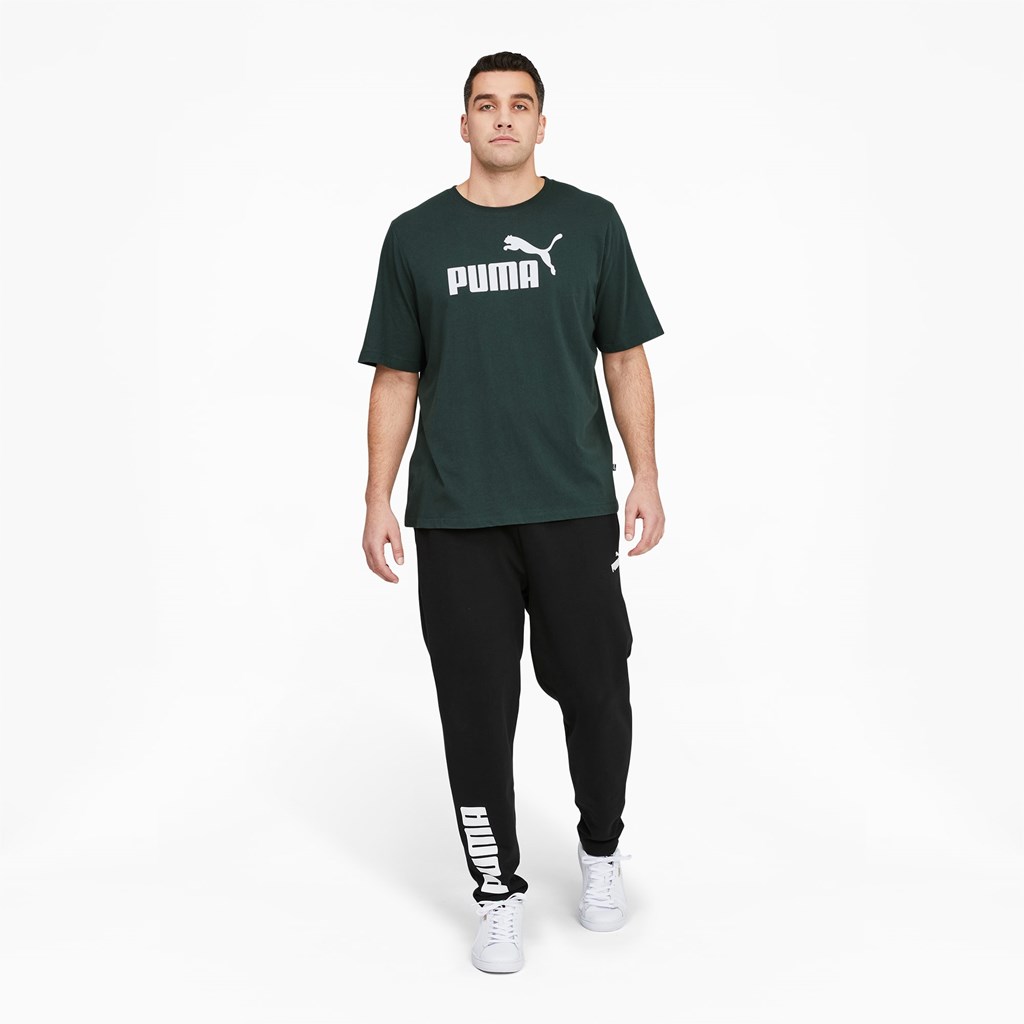 Pánské Běžecké Tričko Puma Essentials Logo BT Zelene Bílé | 127DQOVNC