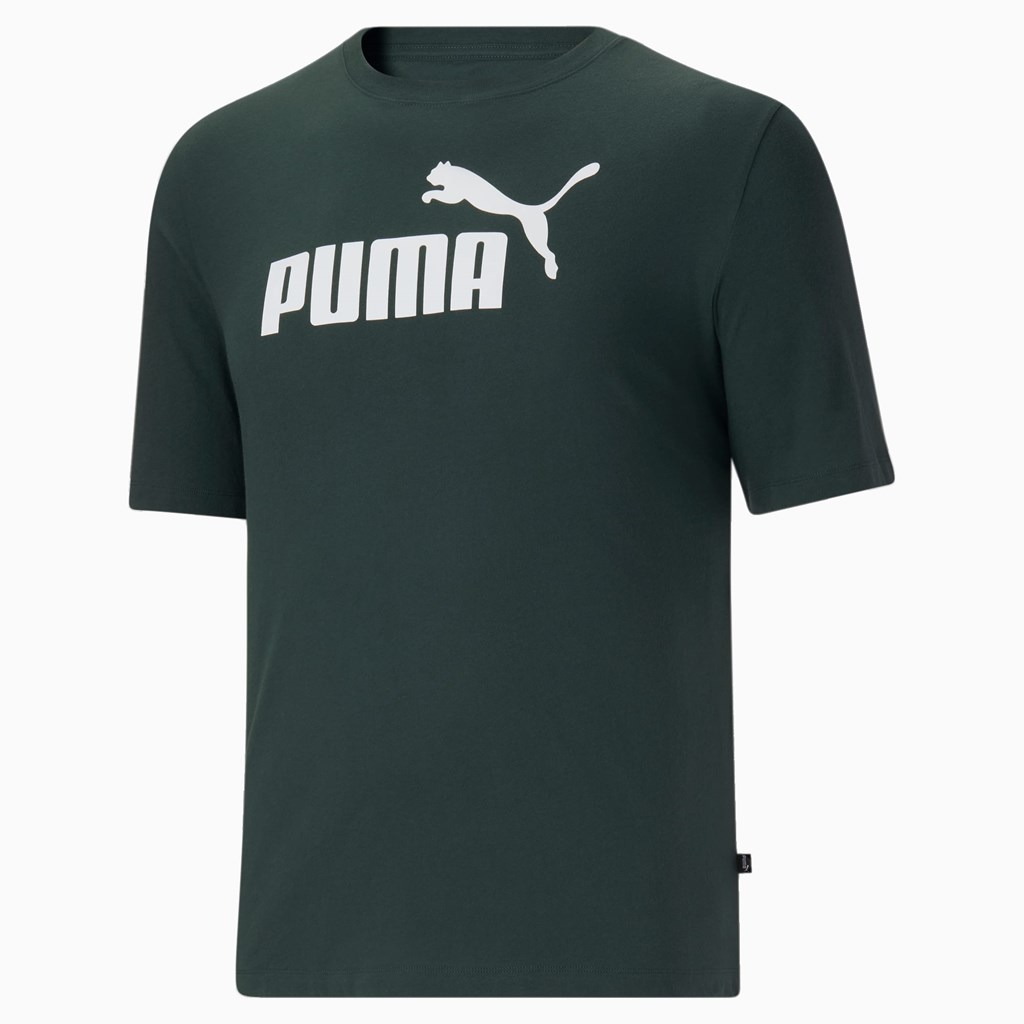 Pánské Běžecké Tričko Puma Essentials Logo BT Zelene Bílé | 127DQOVNC