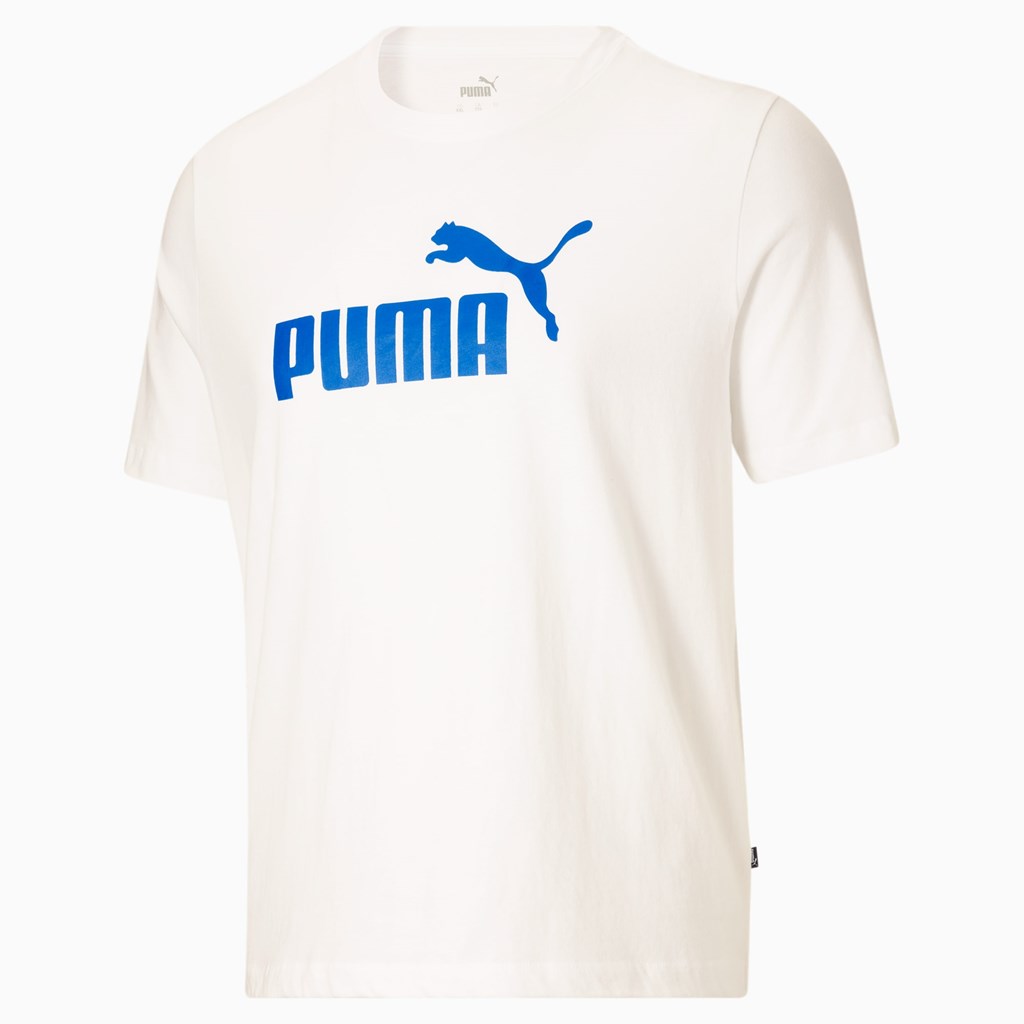 Pánské Běžecké Tričko Puma Essentials Logo BT Bílé Blankyt | 172FVBSZM