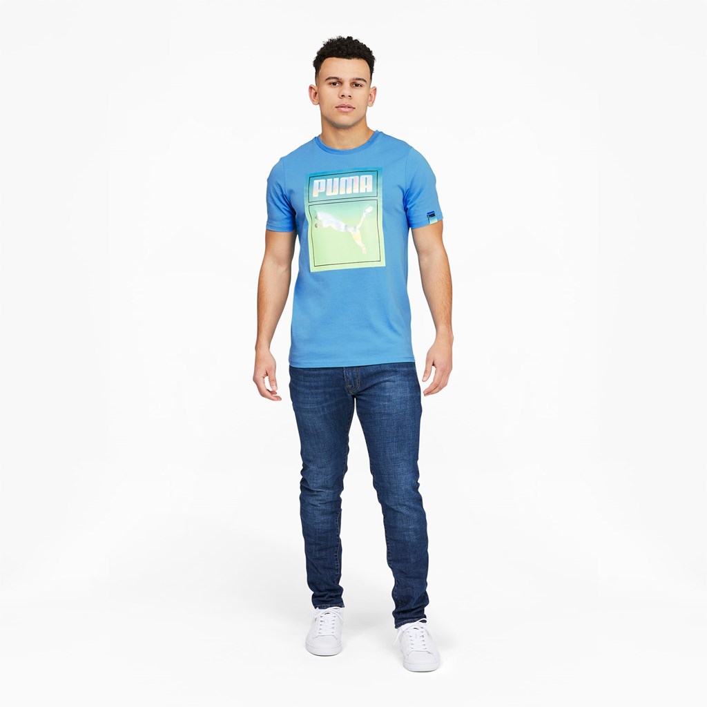 Pánské Běžecké Tričko Puma Lightsense Box Logo Bleu Azur | 931MPCWZE