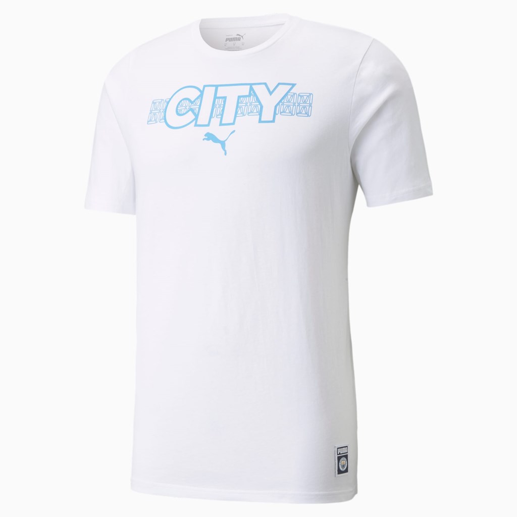 Pánské Běžecké Tričko Puma Manchester City FtblCore Soccer Bílé Světle Blankyt | 270WYDJIG