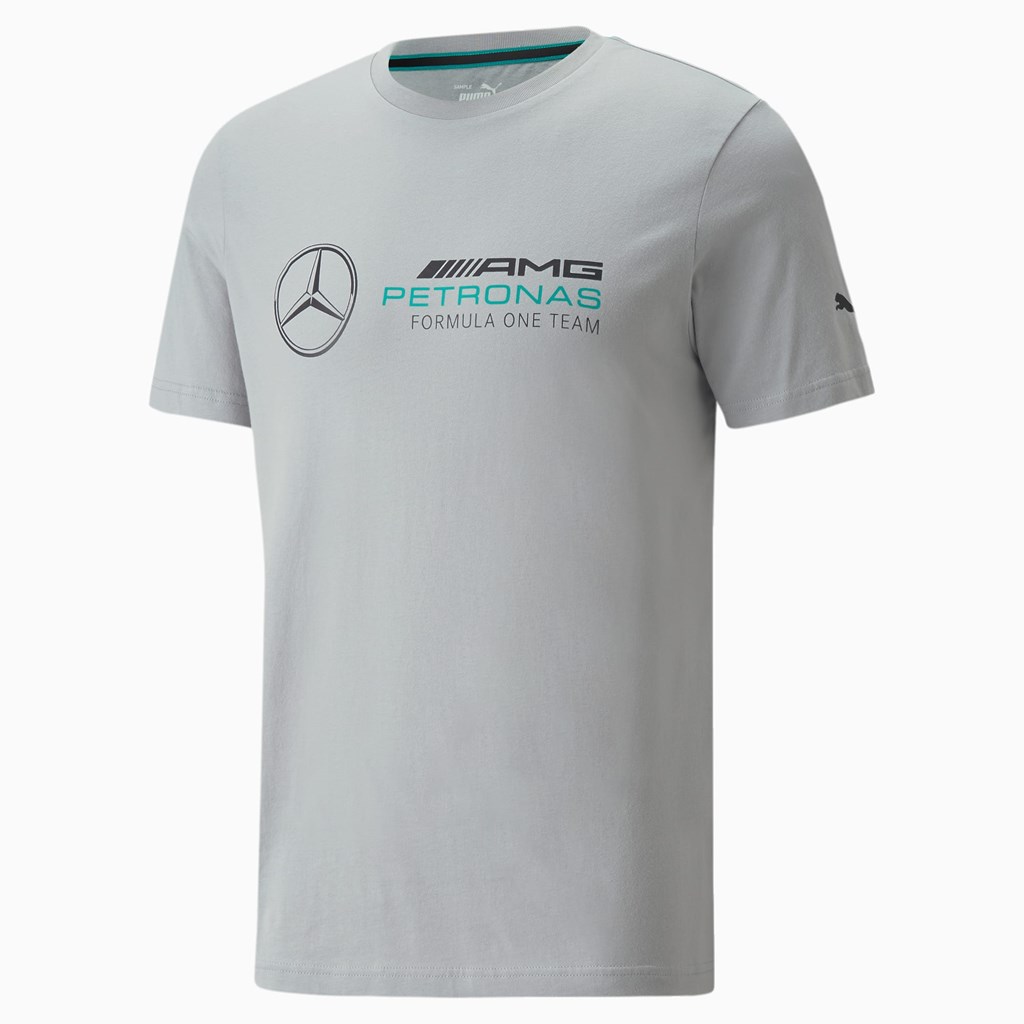 Pánské Běžecké Tričko Puma Mercedes F1 ESS Logo Stříbrné | 782XJKDYN