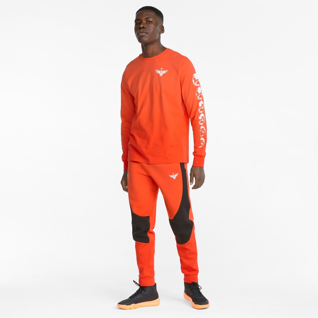 Pánské Běžecké Tričko Puma Not From Here Long Sleeve Basketball Červené | 205FNORSB