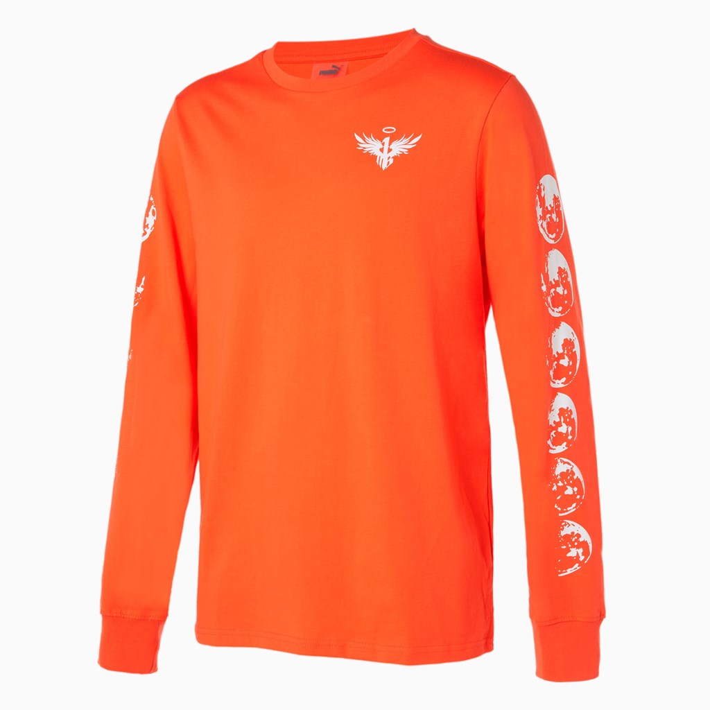 Pánské Běžecké Tričko Puma Not From Here Long Sleeve Basketball Červené | 205FNORSB