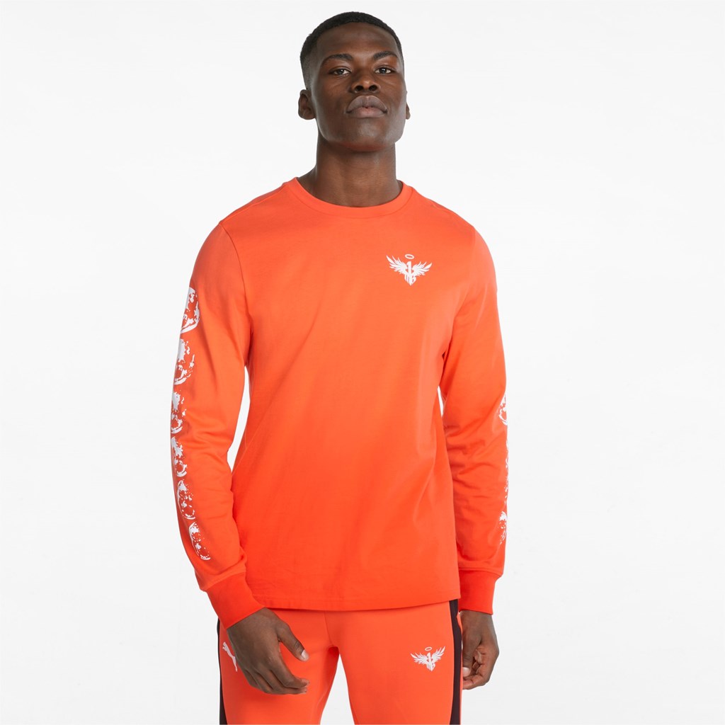 Pánské Běžecké Tričko Puma Not From Here Long Sleeve Basketball Červené | 205FNORSB