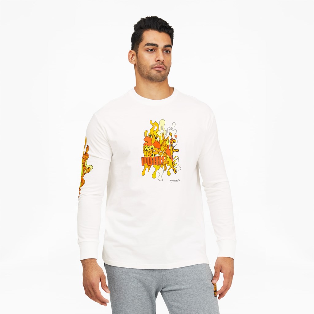 Pánské Běžecké Tričko Puma PUMA x BRITTO Long Sleeve Bílé | 081XPUBOD