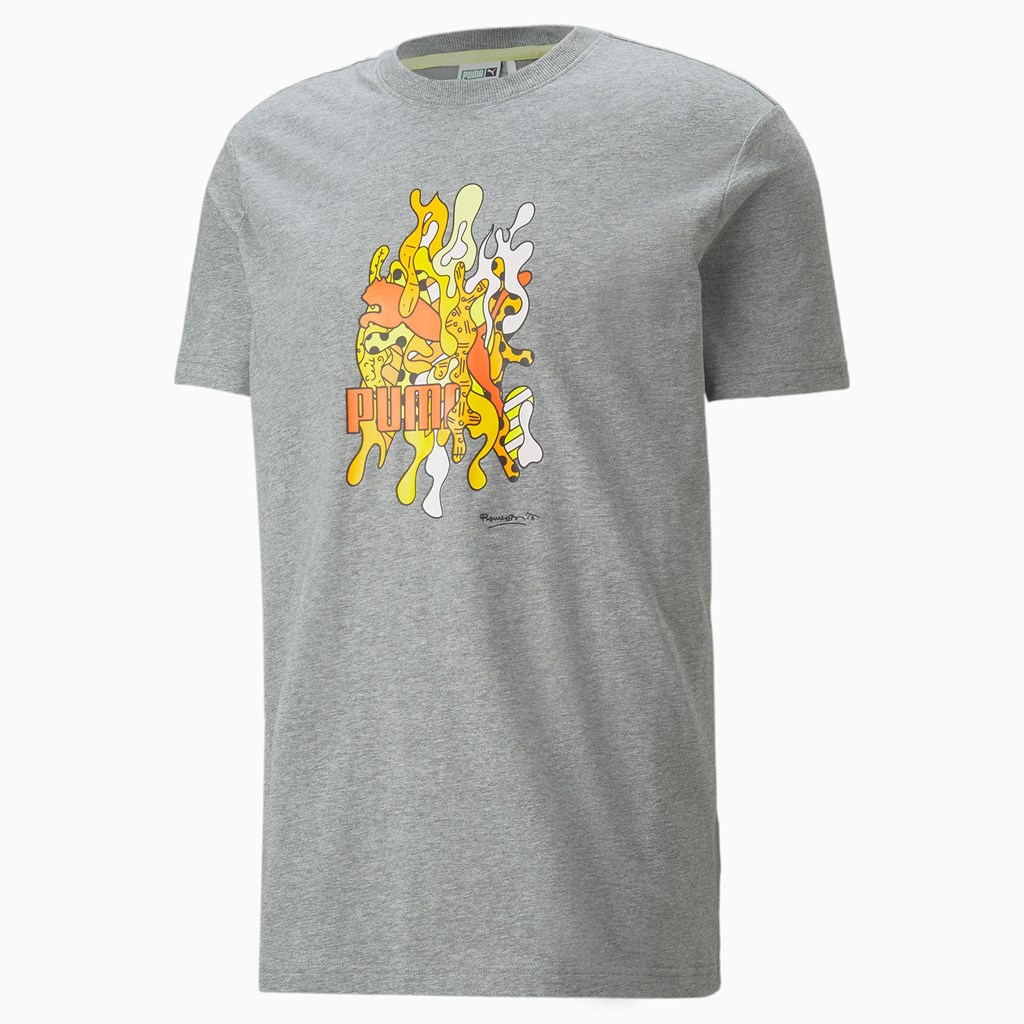 Pánské Běžecké Tričko Puma PUMA x BRITTO Tee Medium Gray Heather | 168NHWGOZ