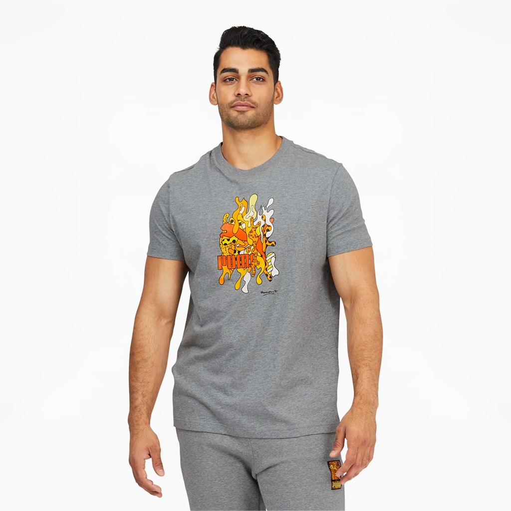 Pánské Běžecké Tričko Puma PUMA x BRITTO Tee Medium Gray Heather | 168NHWGOZ