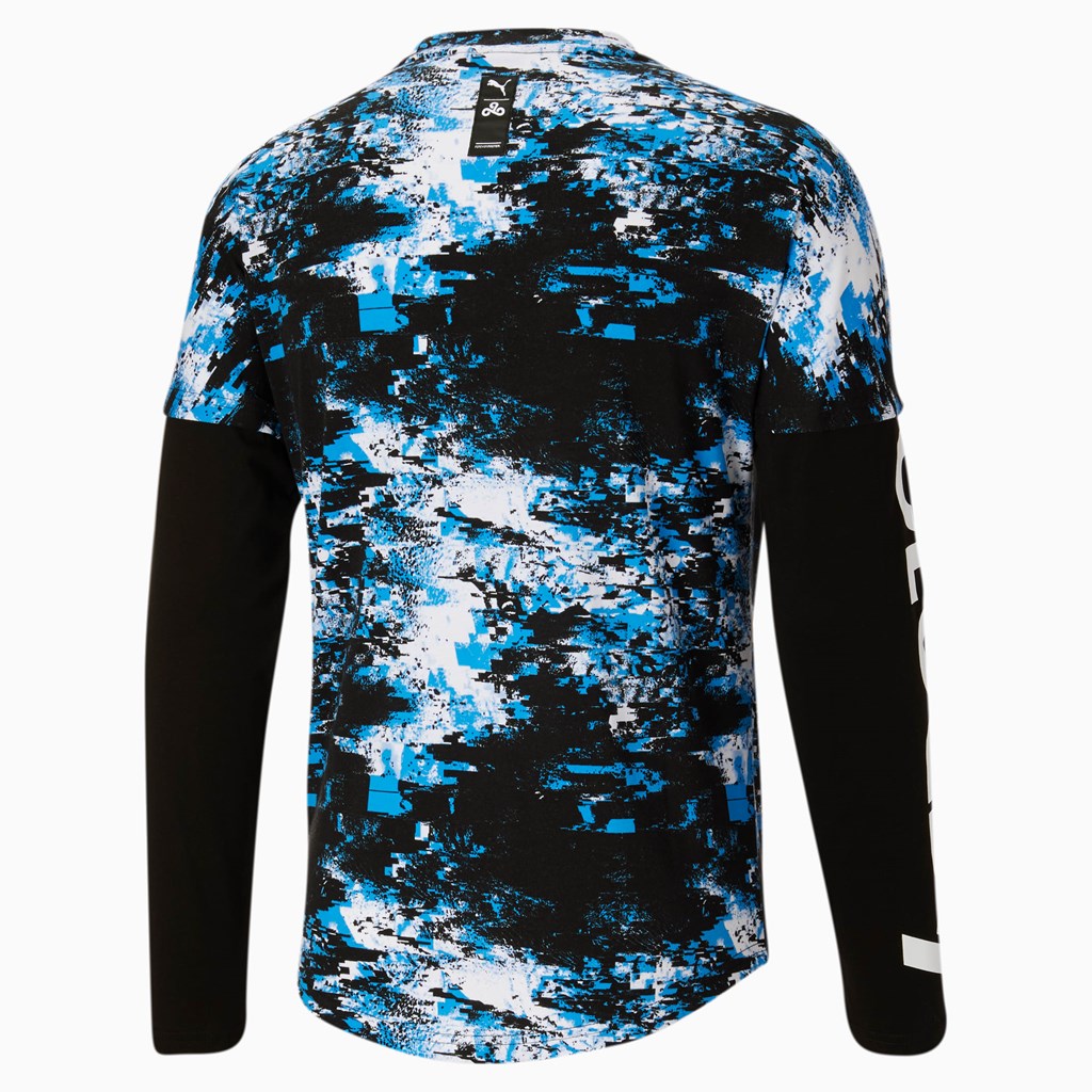 Pánské Běžecké Tričko Puma PUMA x CLOUD9 Printed Graphic Long Sleeve Esports Bílé Černé | 204QGEKLX