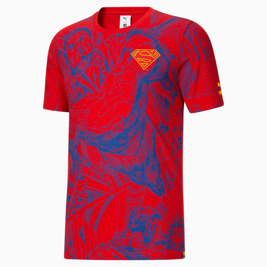 Pánské Běžecké Tričko Puma PUMA x DC Justice League Superman AOP Červené | 312UZYATP