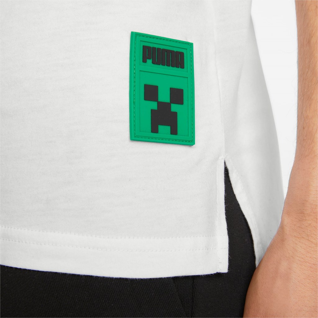 Pánské Běžecké Tričko Puma PUMA x MINECRAFT Graphic Bílé | 456BOEZQL