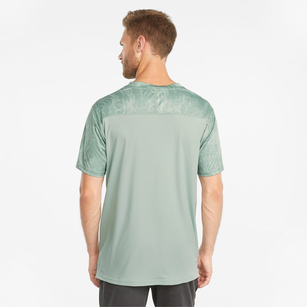 Pánské Běžecké Tričko Puma Printed Krátké Sleeve Tréninková Jadeite / AOP | 907AESXIU