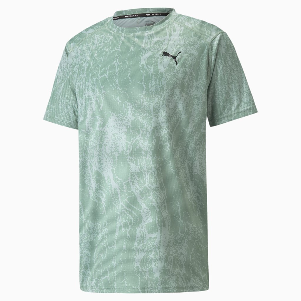 Pánské Běžecké Tričko Puma Printed Krátké Sleeve Tréninková Jadeite / AOP | 907AESXIU