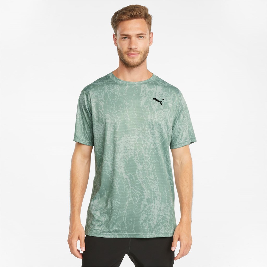 Pánské Běžecké Tričko Puma Printed Krátké Sleeve Tréninková Jadeite / AOP | 907AESXIU