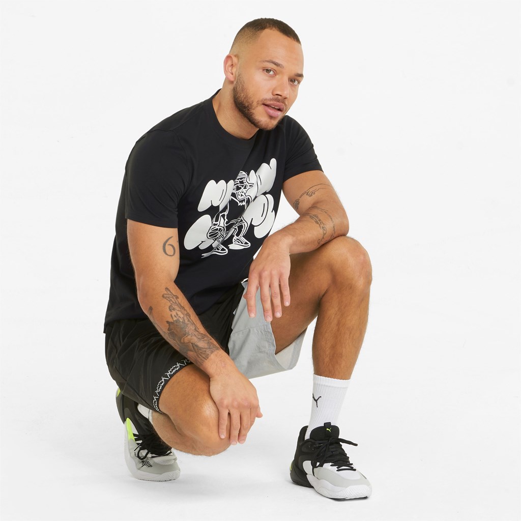 Pánské Běžecké Tričko Puma Qualifier Basketball Krátké Sleeve Černé | 215OWQNTU