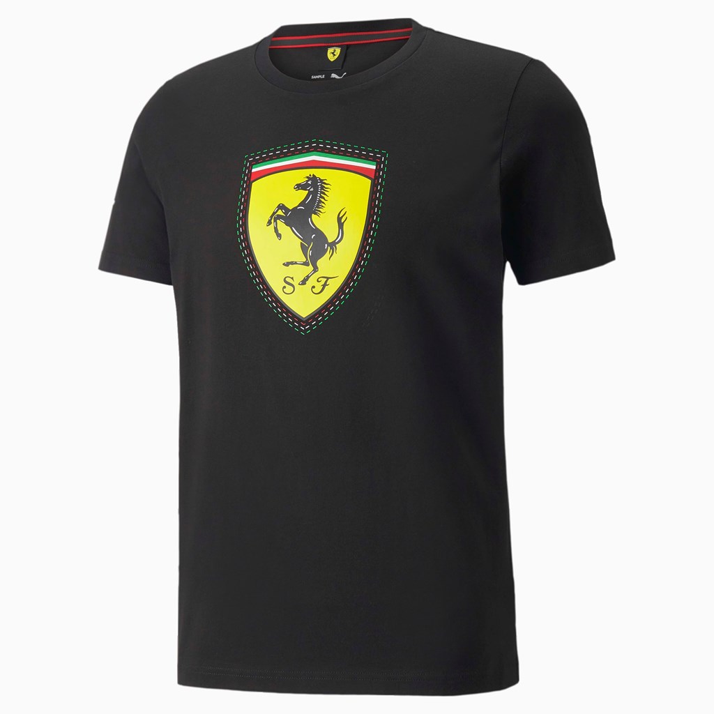 Pánské Běžecké Tričko Puma Scuderia Ferrari Race Color Shield Černé | 084NVPSXU