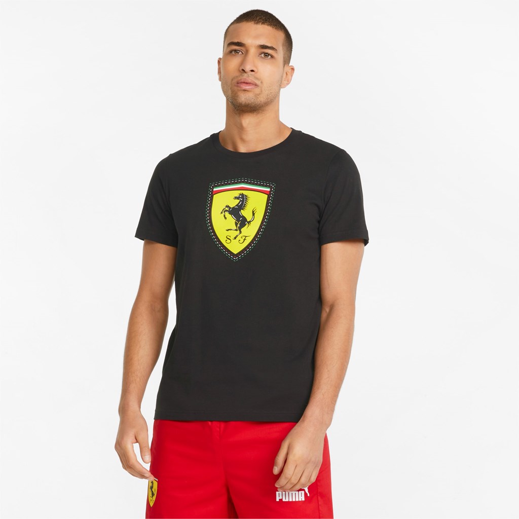 Pánské Běžecké Tričko Puma Scuderia Ferrari Race Color Shield Černé | 084NVPSXU