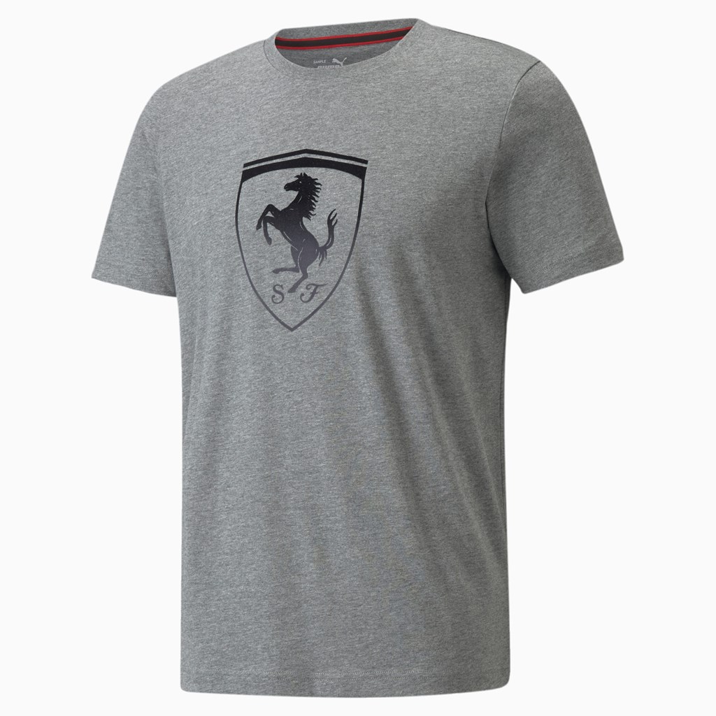 Pánské Běžecké Tričko Puma Scuderia Ferrari Race Big Shield Medium Gray Heather | 204BYEFSA