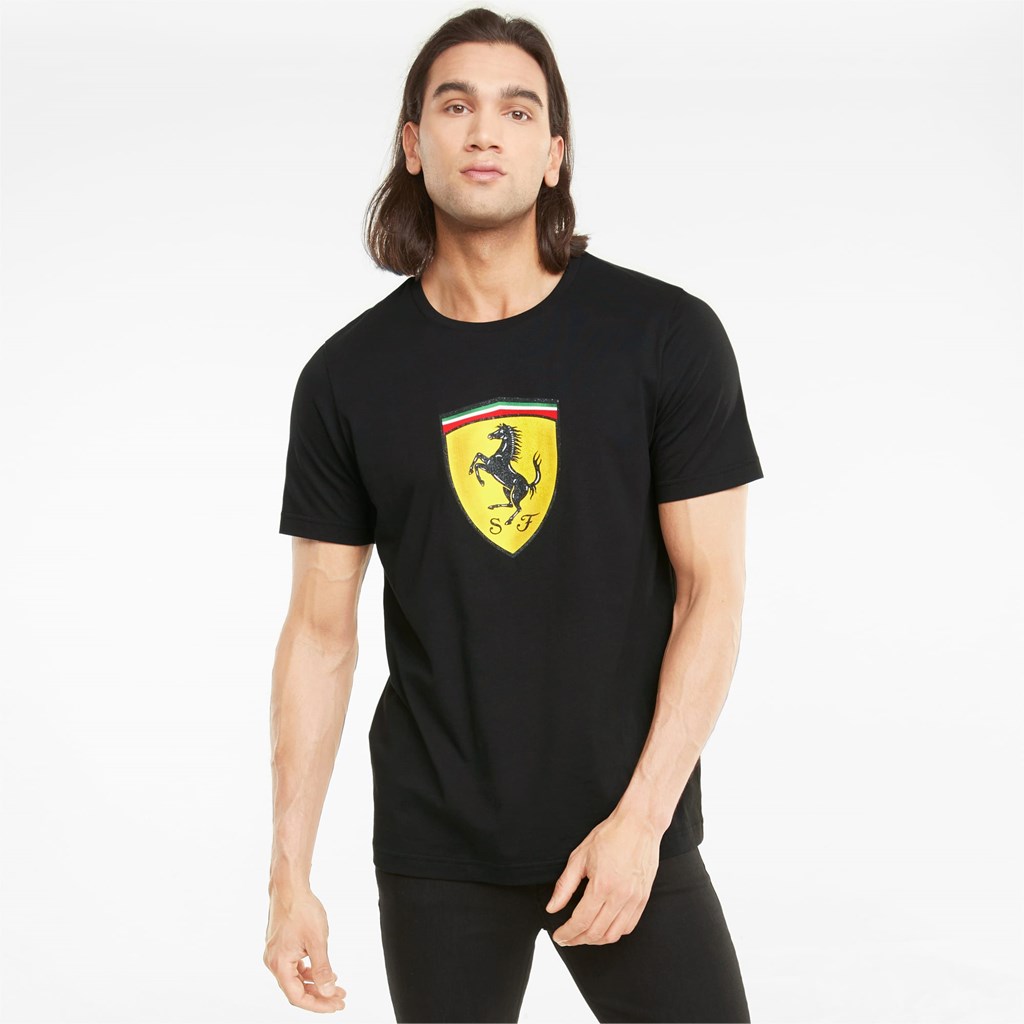 Pánské Běžecké Tričko Puma Scuderia Ferrari Race Bold Colour Shield Černé | 260LOFQIY