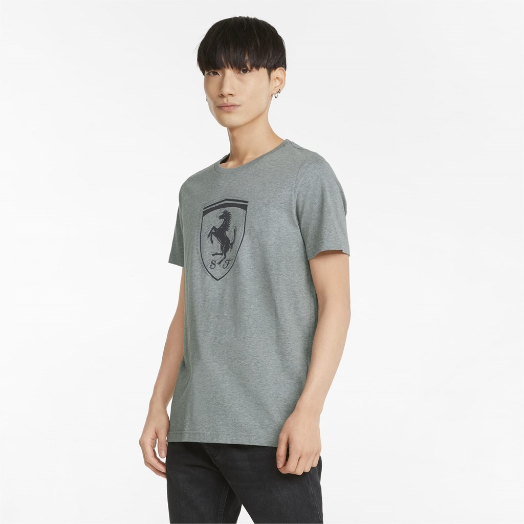 Pánské Běžecké Tričko Puma Scuderia Ferrari Race Tonal Shield Medium Gray Heather | 457AXLYOG