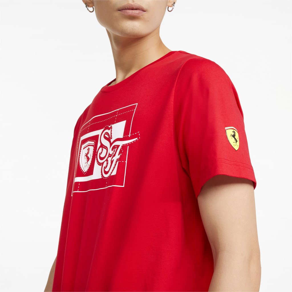 Pánské Běžecké Tričko Puma Scuderia Ferrari Race Graphic Rosso Corsa | 461UWFVBX