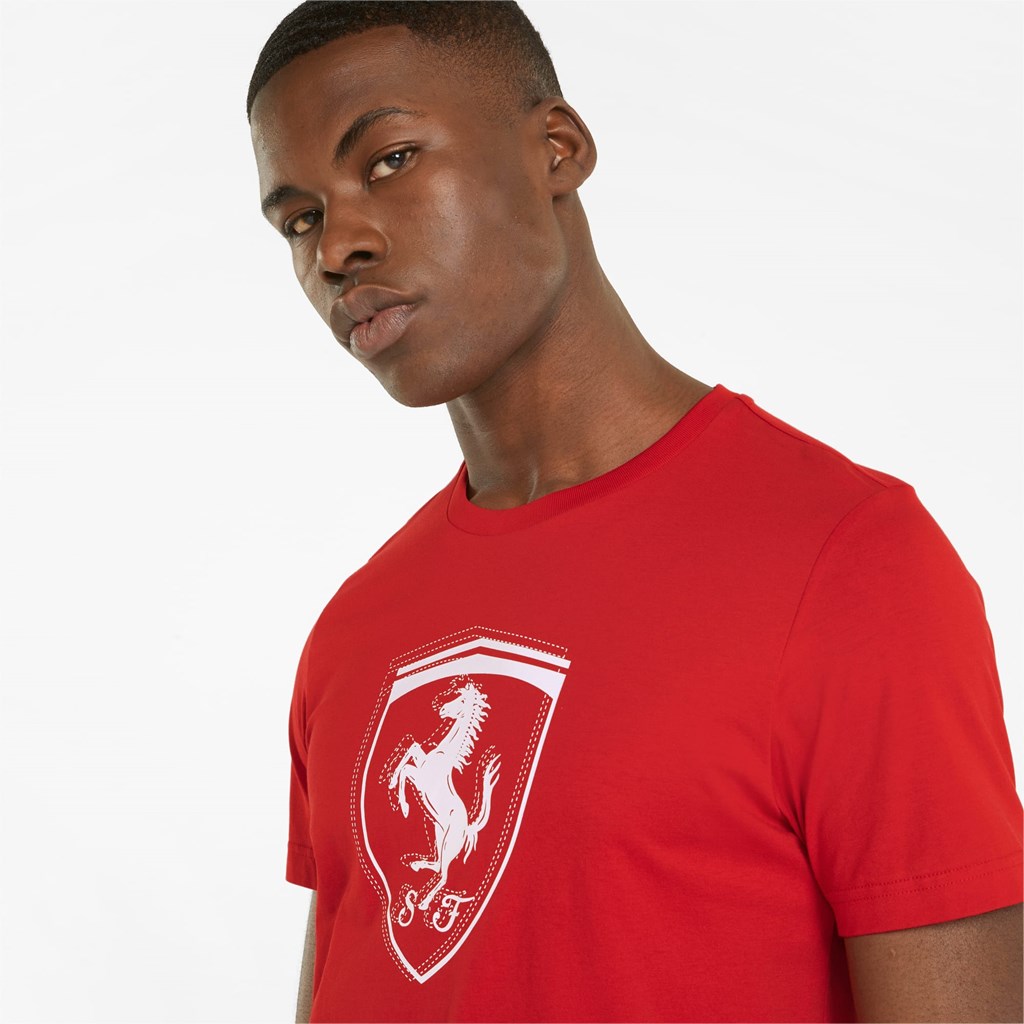 Pánské Běžecké Tričko Puma Scuderia Ferrari Race Tonal Shield Rosso Corsa | 526PTMSCI