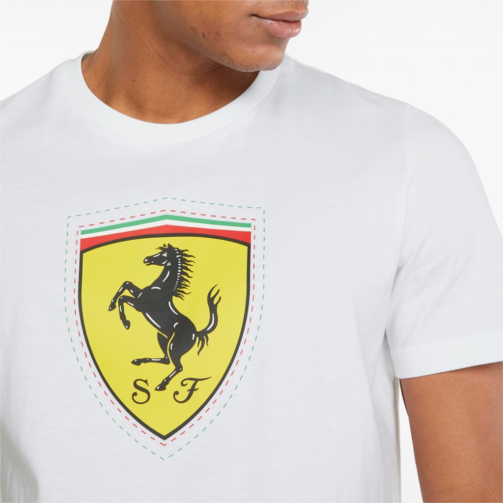 Pánské Běžecké Tričko Puma Scuderia Ferrari Race Color Shield Bílé | 816CJVBXY