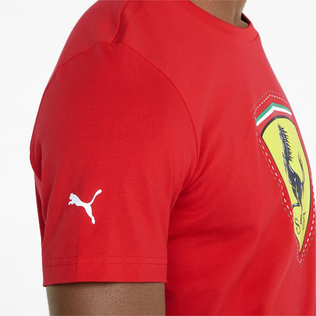 Pánské Běžecké Tričko Puma Scuderia Ferrari Race Color Shield Rosso Corsa | 867KXWSOH