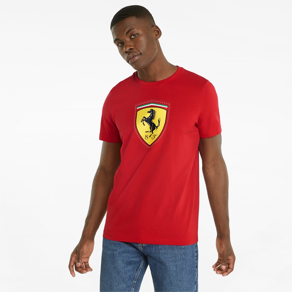 Pánské Běžecké Tričko Puma Scuderia Ferrari Race Color Shield Rosso Corsa | 867KXWSOH