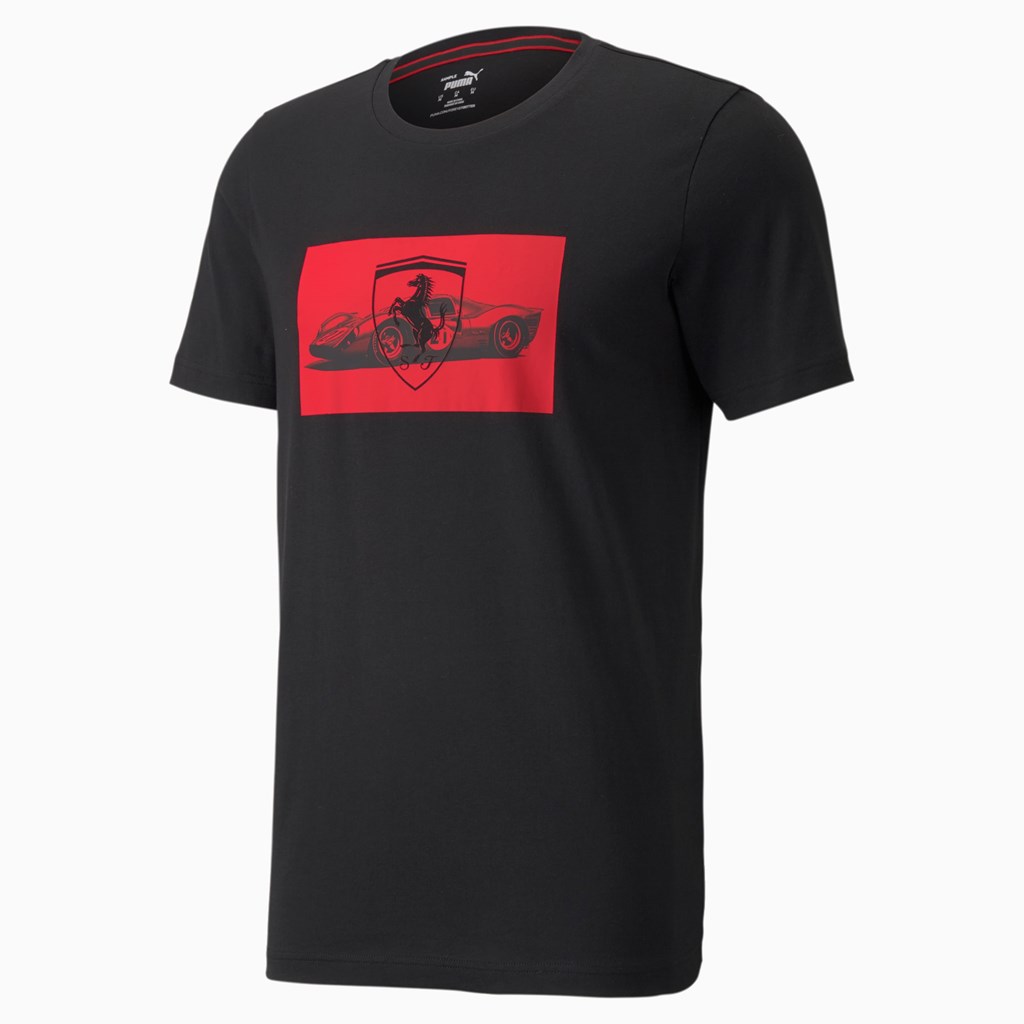 Pánské Běžecké Tričko Puma Scuderia Ferrari Race Graphic Černé | 912OYKHLP