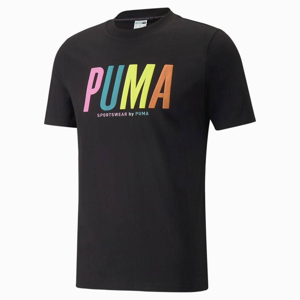 Pánské Běžecké Tričko Puma Sportswear by PUMA Graphic Černé | 308GJFOIB