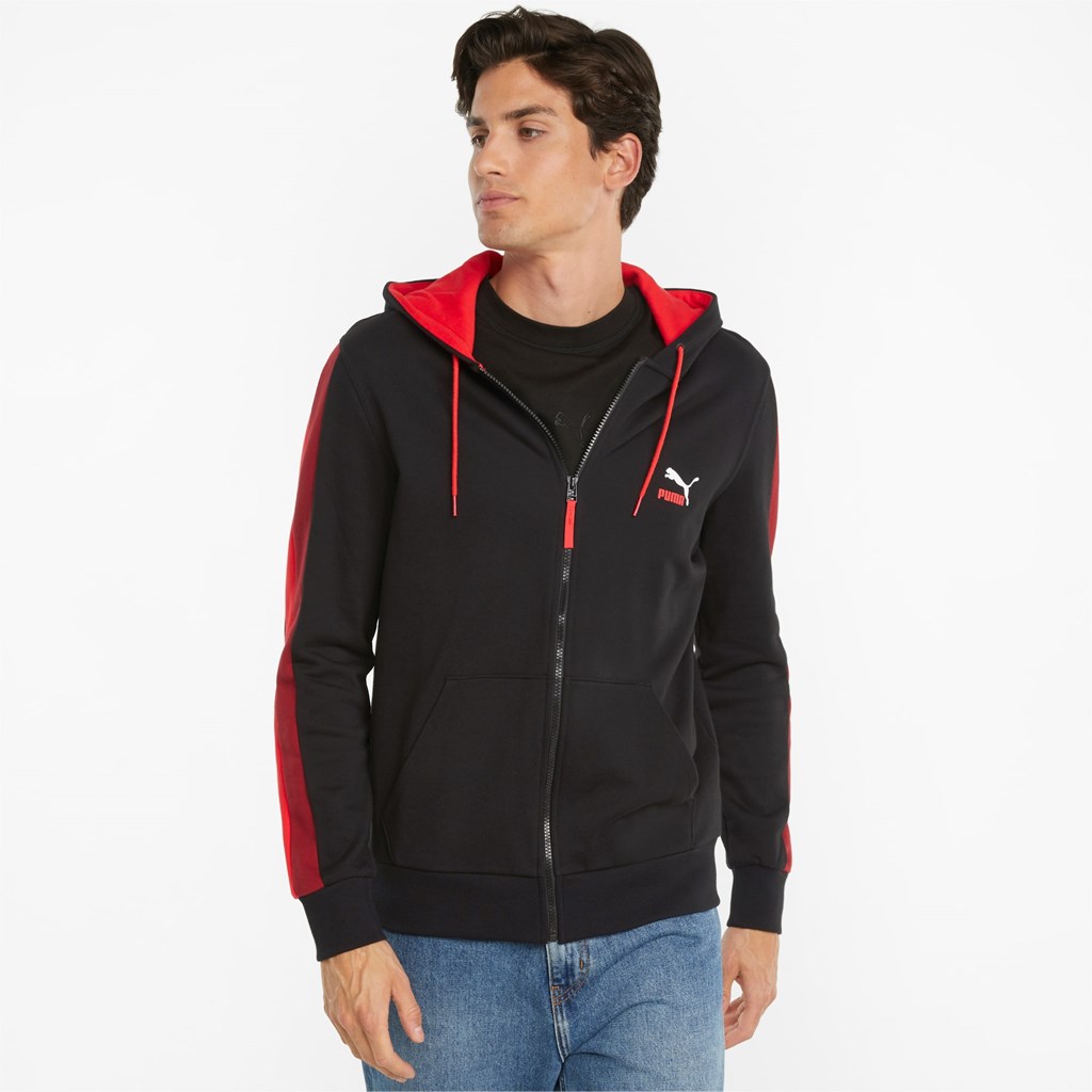 Pánské Mikiny S Kapucí Puma CLSX French Terry Full-Zip Černé | 217985-TAC