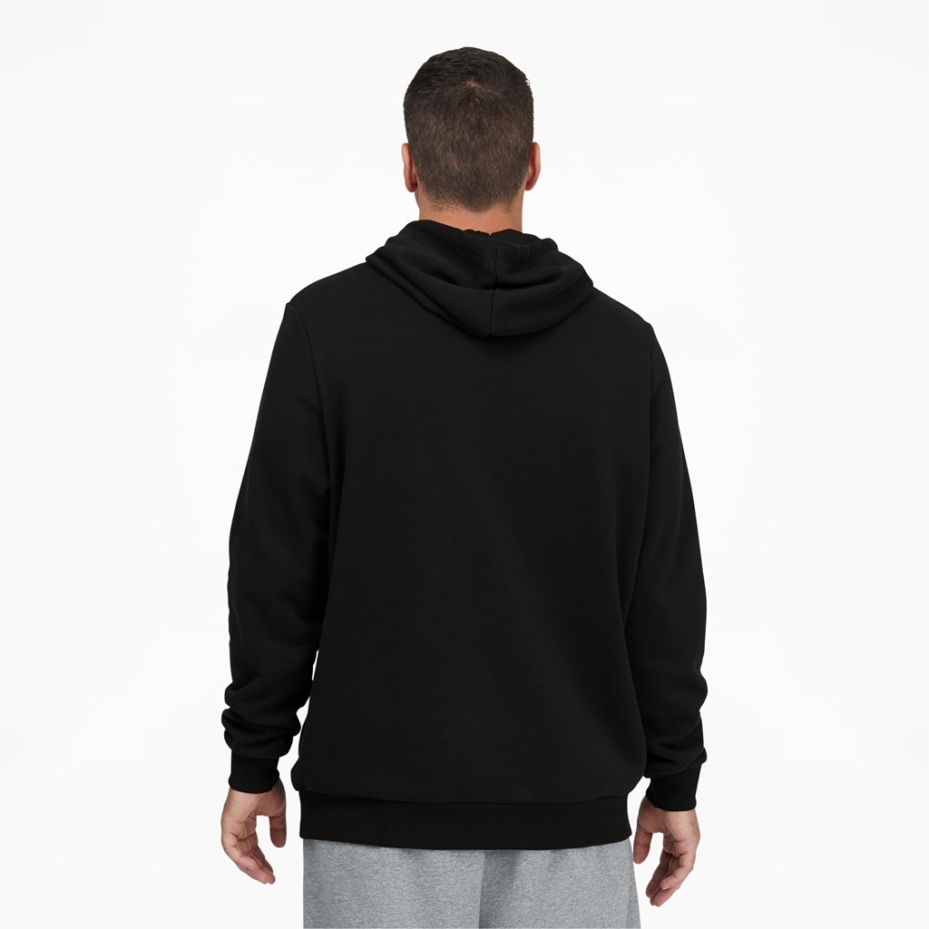 Pánské Mikiny S Kapucí Puma Classic Logo Hoodie FL BT Černé Bílé | 405327-PAM