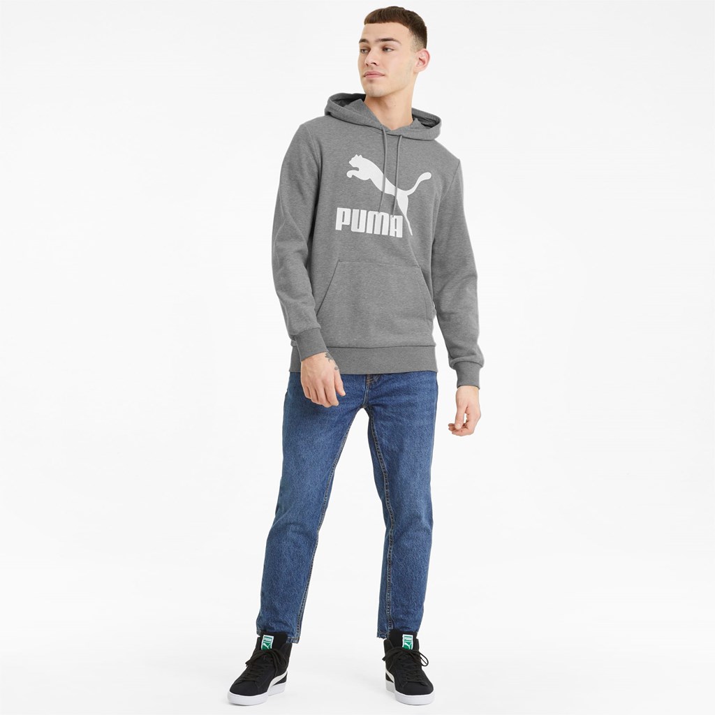 Pánské Mikiny S Kapucí Puma Classics Logo Medium Gray Heather | 596784-WQC