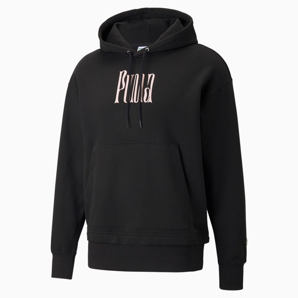 Pánské Mikiny S Kapucí Puma Downtown Graphic French Terry Černé | 972610-KBY