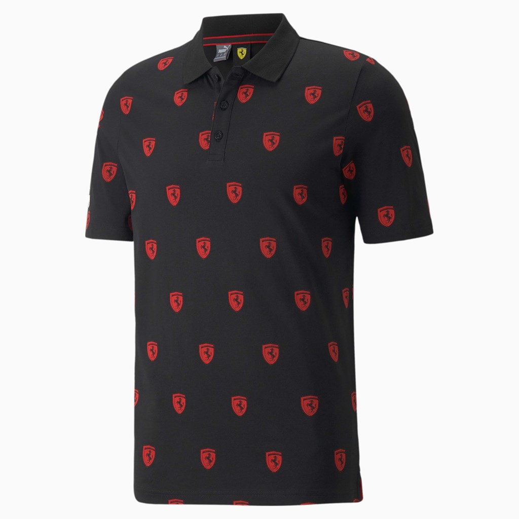 Pánské Polo Triko Puma Scuderia Ferrari Race Printed Motorsport Černé | 379KSYJWM