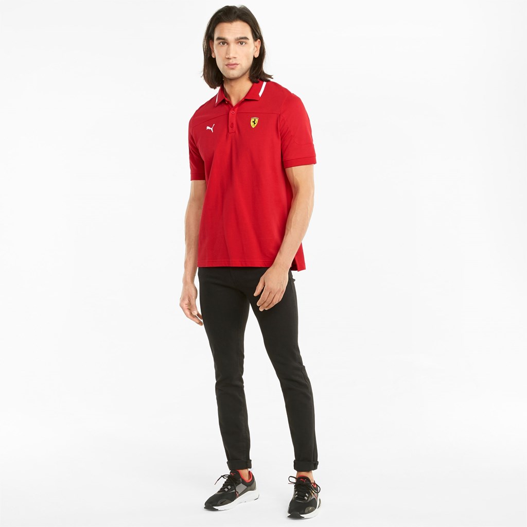 Pánské Polo Triko Puma Scuderia Ferrari Race Rosso Corsa | 987CHQYXM