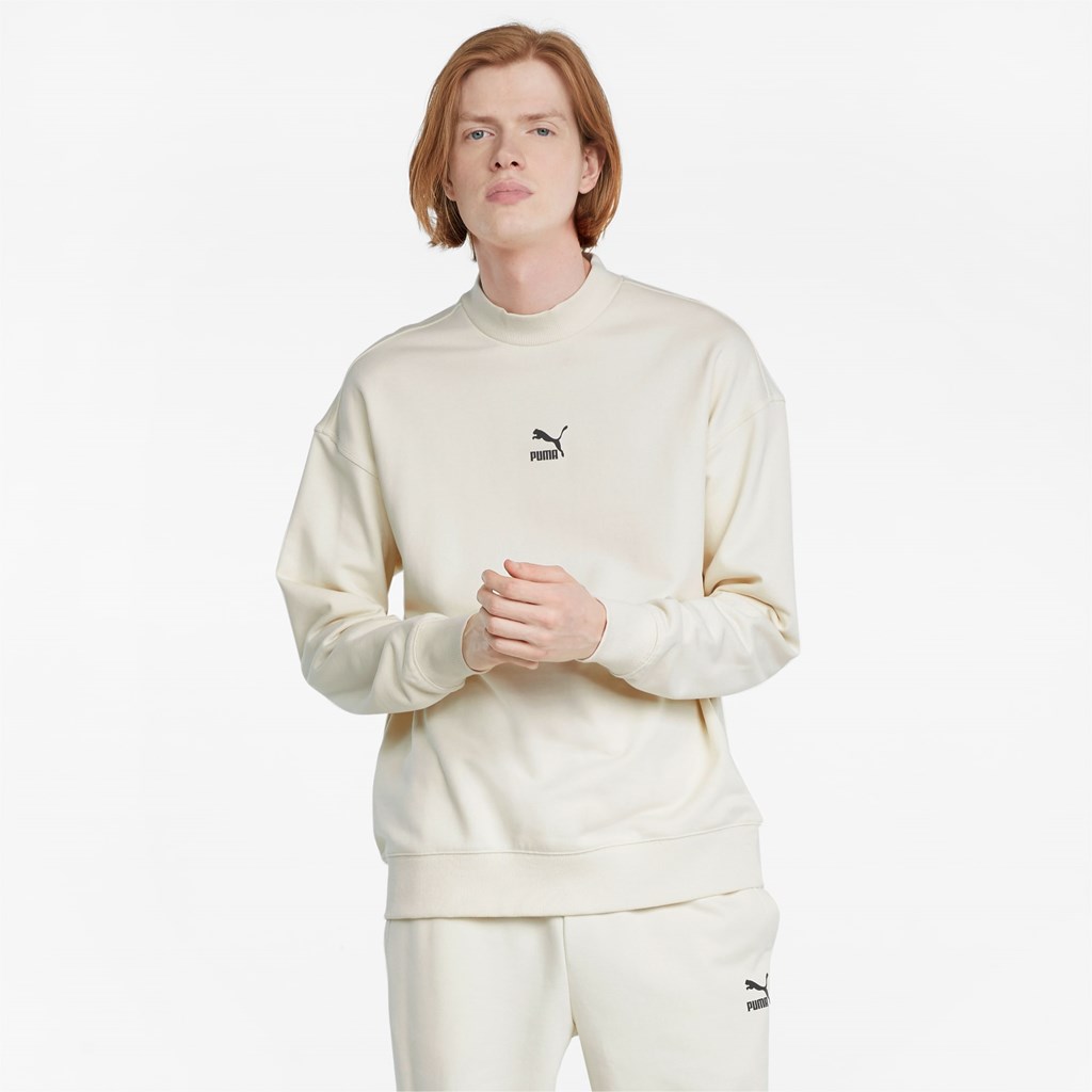 Pánské Svetry Puma Classics High Crew Neck Ivory Glow | AOCRW9648