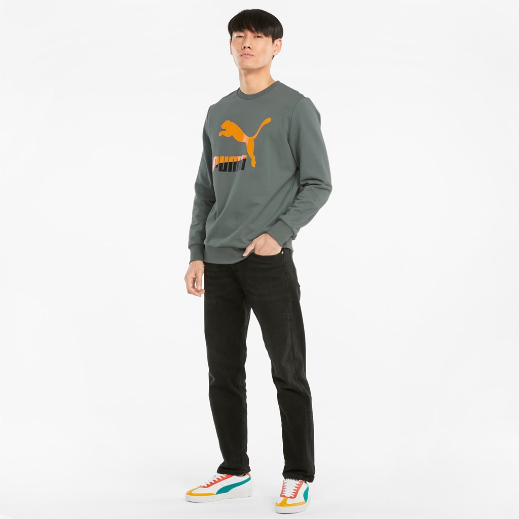 Pánské Svetry Puma Classics Logo Crew Neck Zelene | CZMJG3068