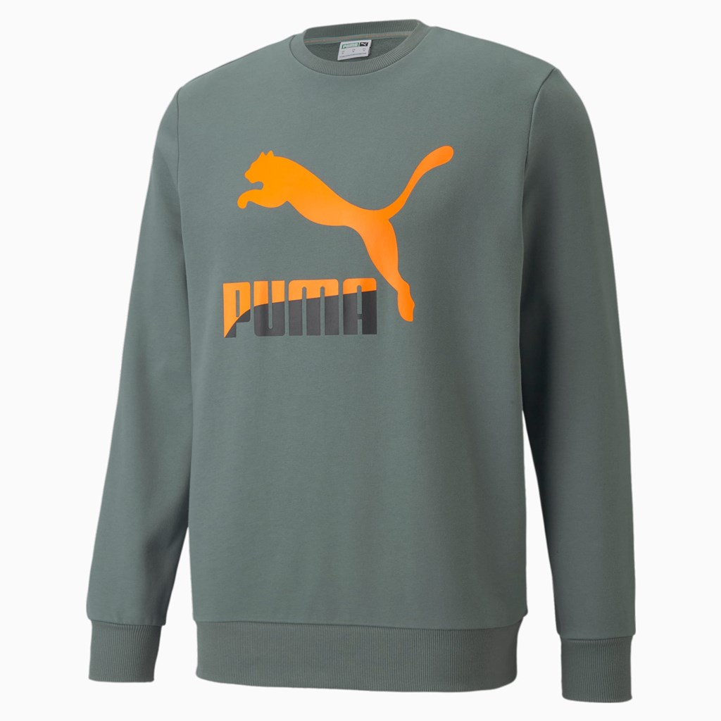 Pánské Svetry Puma Classics Logo Crew Neck Zelene | CZMJG3068