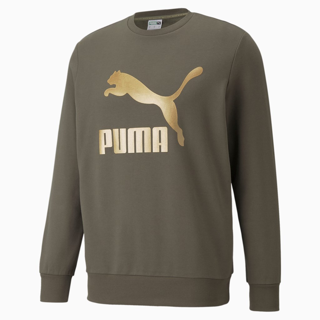 Pánské Svetry Puma Classics Logo Crew Neck Grape Leaf | SBKLA3209