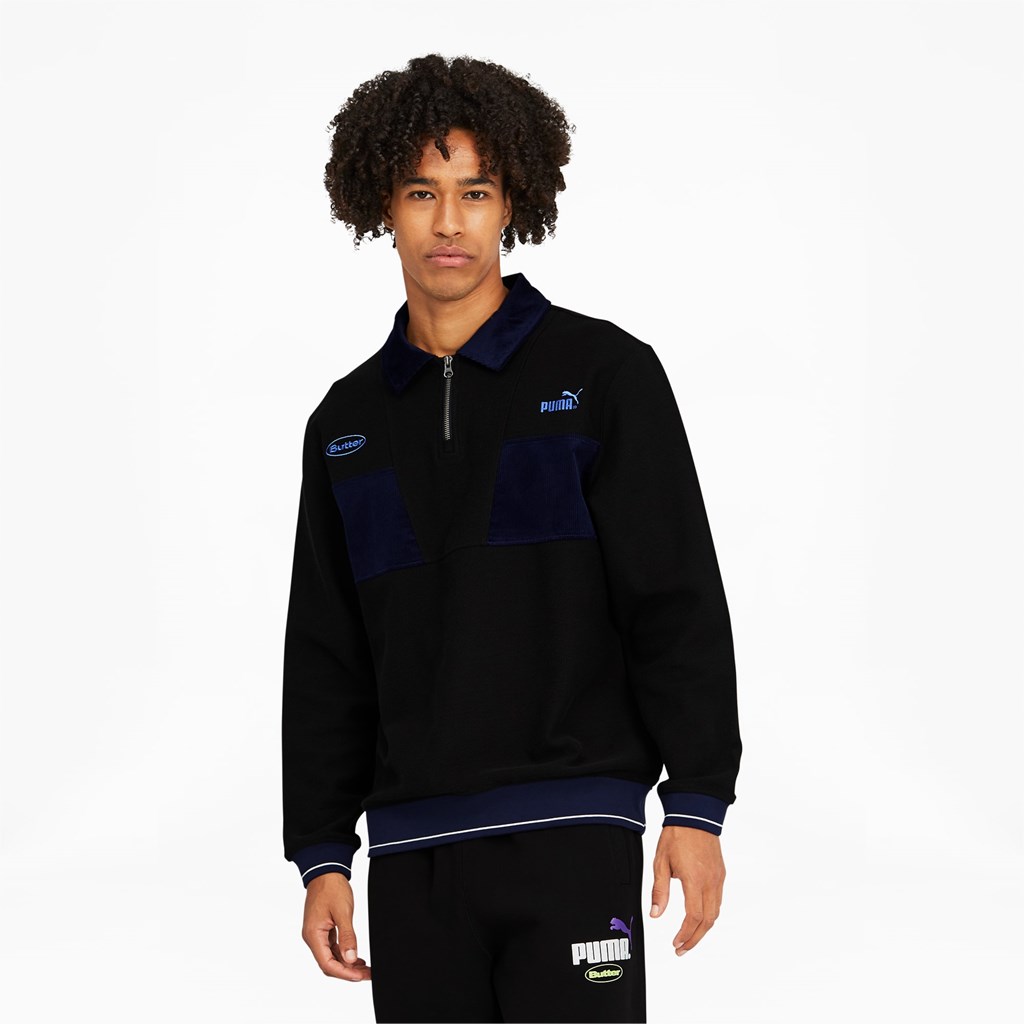 Pánské Svetry Puma PUMA x BUTTER GOODS Quarter-Zip Černé | GRHDU7230