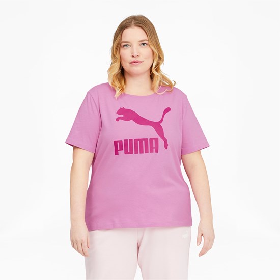 Dámské Běžecké Tričko Puma Classics Logo PL Opera Mauve | 927GXCPZE