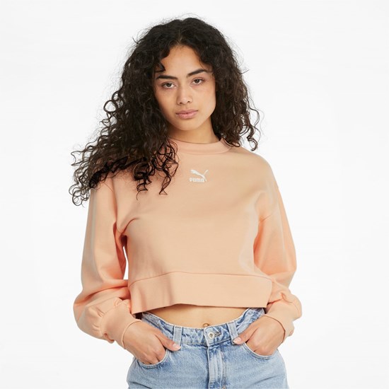 Dámské Mikiny Puma Classics Puff Sleeve Crew Neck Peach Parfait | OEJD92367